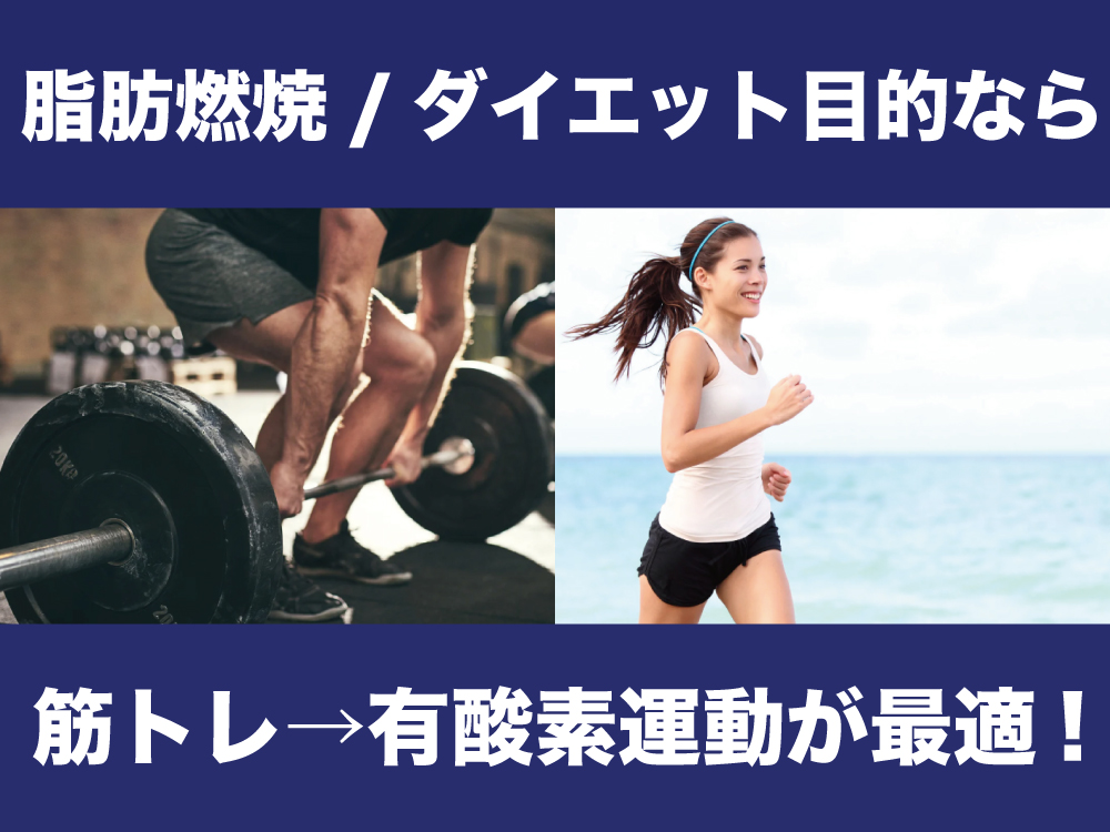 つくばのジムが解説。脂肪燃焼やダイエットが目的の場合は筋トレから有酸素運動がおすすめ。