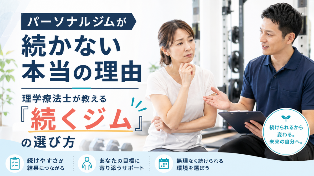 パーソナルジムが続かない本当の理由｜理学療法士が教える「続くジム」の選び方:つくばのジムKick&Core