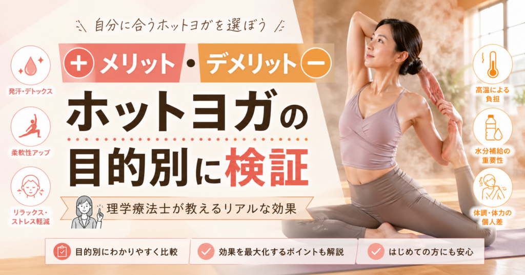 ホットヨガのメリット・デメリットを目的別に検証｜理学療法士が教えるリアルな効果/つくばのジムKick&Core