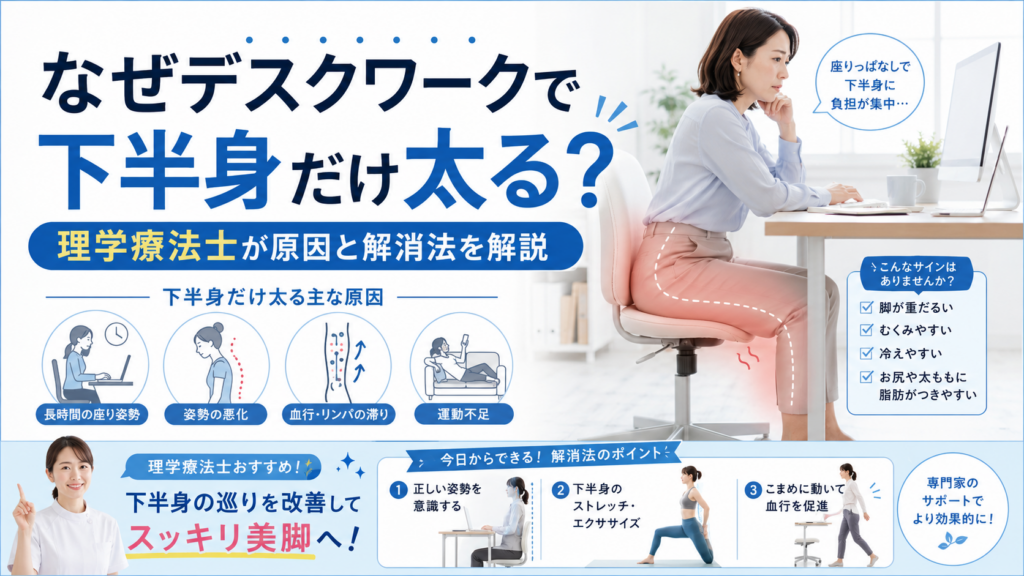 デスクワークで下半身だけ太る原因と解消法｜理学療法士が解説つくばKick&Core